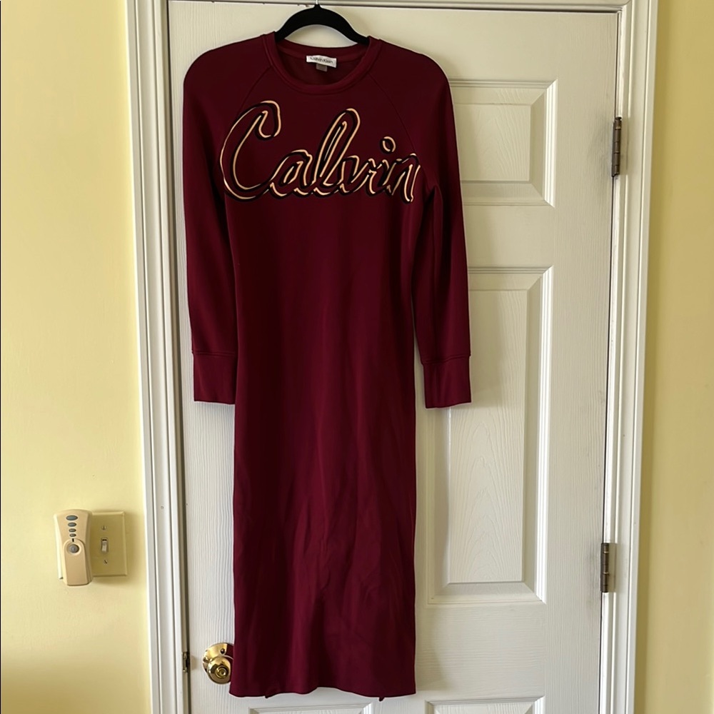 Calvin Klein Burgundy Midi Dress